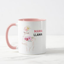Mama Llama Funny  Floral Pink Llama