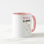 Mama Llama Funny Pink Girly Floral Llama Mok (Voorkant rechts)