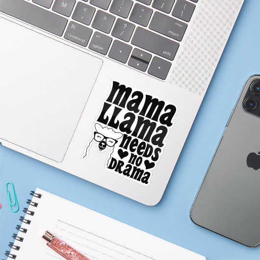 Mama Llama heeft geen sarcastische moeder nodig Sticker (Laptop met iPhone)