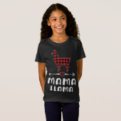 Mama Llama Kerstmis Pajama Red Pset Buffalo Fami T-shirt (Voorkant volledig)