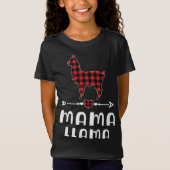 Mama Llama Kerstmis Pajama Red Pset Buffalo Fami T-shirt (Voorkant)