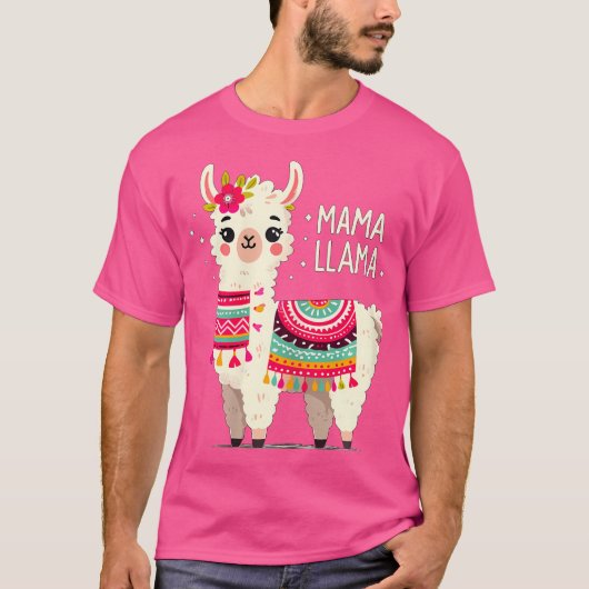 Mama Llama Mother'S Day Birthday Party Mom Alpaca  T-shirt (Voorkant)