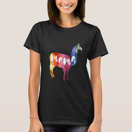 Mama Llama. Waterverf Art. T-shirt (Voorkant)