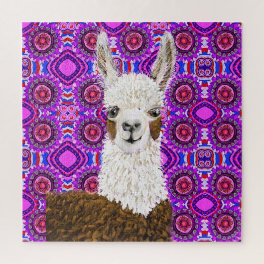 Mama Llama woont in Paars Legpuzzel (Verticaal)