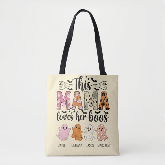 Mama Loves Her Boos Spooky Personalized Halloween Tote Bag (Voorkant)