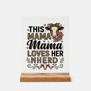 Mama Loves Her Kudde Vintage Koe Mom Shirt Ontwerp Acryl Bord