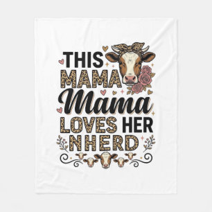 Mama Loves Her Kudde Vintage Koe Mom Shirt Ontwerp Fleece Deken