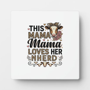 Mama Loves Her Kudde Vintage Koe Mom Shirt Ontwerp Fotoplaat