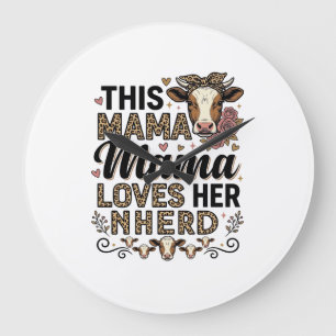 Mama Loves Her Kudde Vintage Koe Mom Shirt Ontwerp Grote Klok