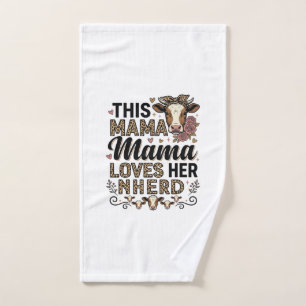 Mama Loves Her Kudde Vintage Koe Mom Shirt Ontwerp Handdoek