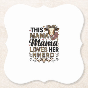 Mama Loves Her Kudde Vintage Koe Mom Shirt Ontwerp Kartonnen Onderzetters