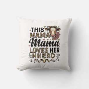 Mama Loves Her Kudde Vintage Koe Mom Shirt Ontwerp Kussen
