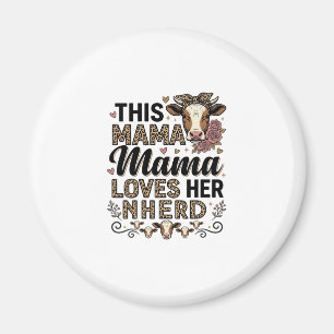 Mama Loves Her Kudde Vintage Koe Mom Shirt Ontwerp Magneet