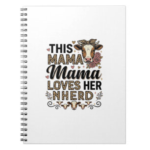 Mama Loves Her Kudde Vintage Koe Mom Shirt Ontwerp Notitieboek