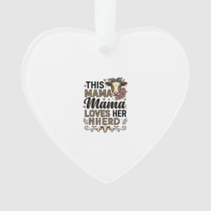 Mama Loves Her Kudde Vintage Koe Mom Shirt Ontwerp Ornament