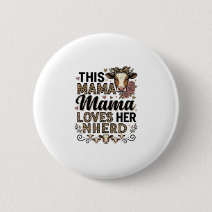Mama Loves Her Kudde Vintage Koe Mom Shirt Ontwerp Ronde Button 5,7 Cm