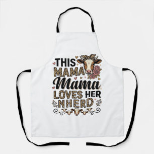 Mama Loves Her Kudde Vintage Koe Mom Shirt Ontwerp Schort