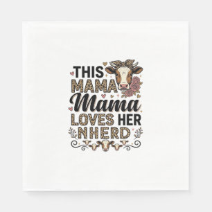 Mama Loves Her Kudde Vintage Koe Mom Shirt Ontwerp Servet