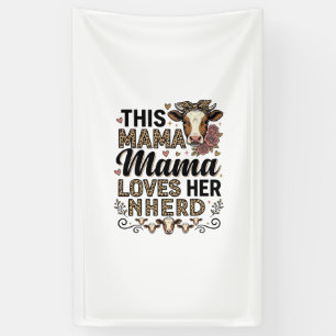 Mama Loves Her Kudde Vintage Koe Mom Shirt Ontwerp Spandoek