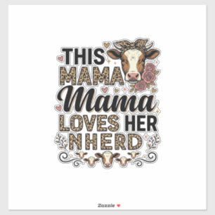 Mama Loves Her Kudde Vintage Koe Mom Shirt Ontwerp Sticker