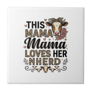Mama Loves Her Kudde Vintage Koe Mom Shirt Ontwerp Tegeltje