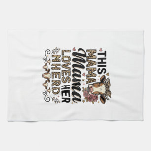Mama Loves Her Kudde Vintage Koe Mom Shirt Ontwerp Theedoek