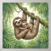 Mama Luiaard en Baby Nursery Poster (Voorkant)