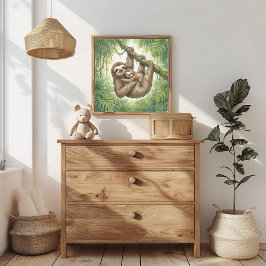 Mama Luiaard en Baby Nursery Poster