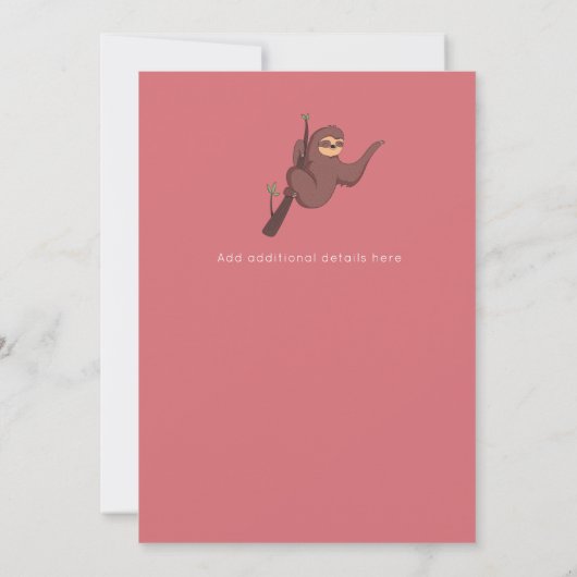 Mama luiaard hangt gewoon rond roze babymeisje kaart (Achterkant)