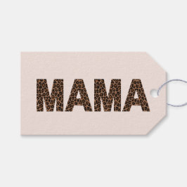 'Mama' Luipaard Design Zachte Blos Beige Verjaarda Cadeaulabel