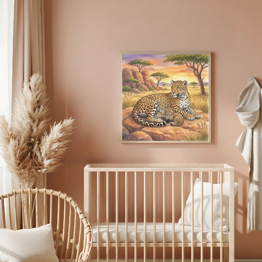 Mama Luipaard en Welpen Nursery Poster