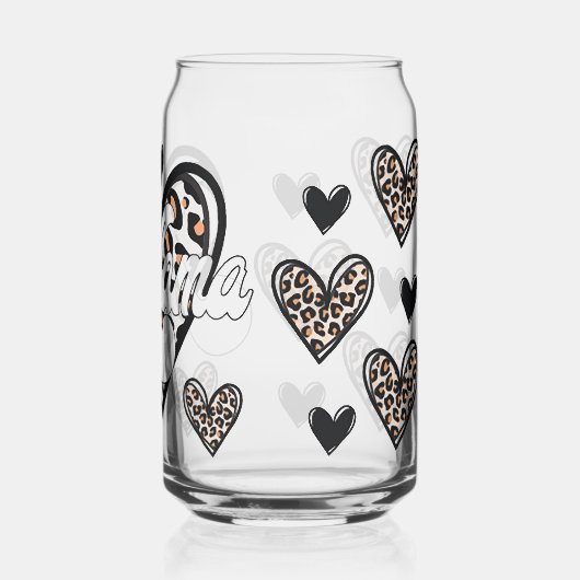 Mama luipaardprint blikvorm glas (Achterkant)