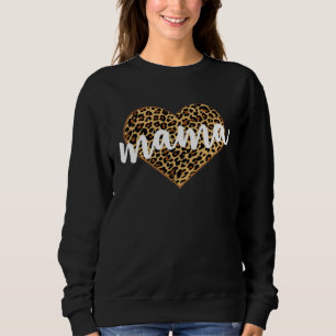 Mama Luipaardprint Hart Schattig Trui