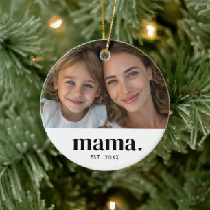Mama maakte zwart-wit moderne foto keramisch ornament