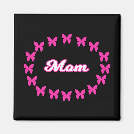 Mama MAGNEET Met Cute Roze Vlinders (Voorkant)
