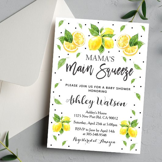 Mama Main Squeeze Citroen Baby Shower Uitnodiging