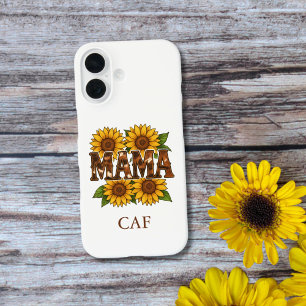Mama Mam Zonnebloemen Monogram Initialen Gift Mam iPhone 16 Hoesje