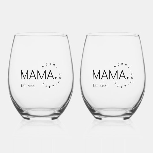 MAMA Mama Bruh Est. 20xx Drinkware Set Wijnglas Zonder Voet (Voorkant)