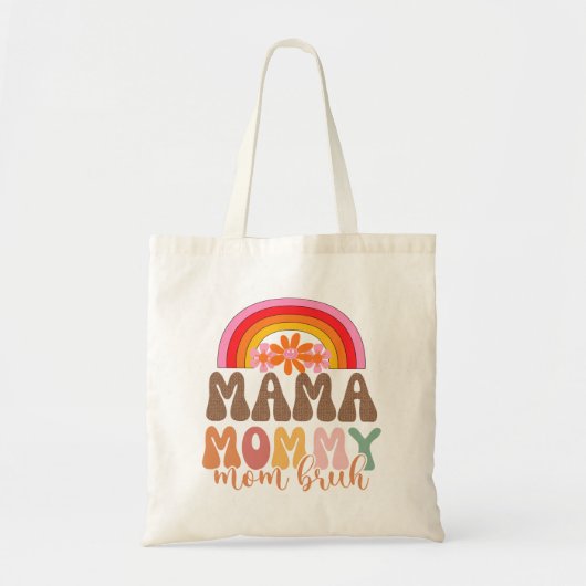 Mama mama Bruh Funny Retro Groovy Tote Bag (Voorkant)