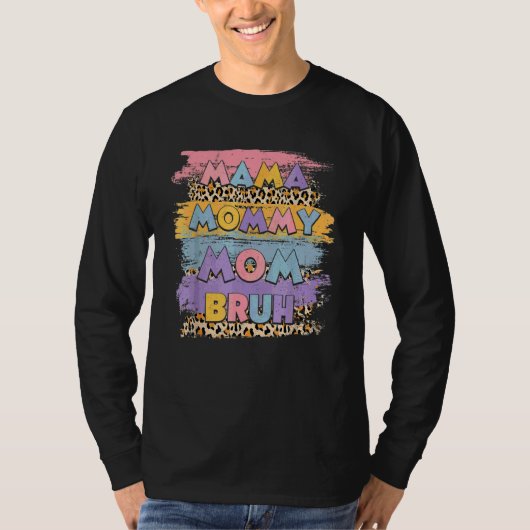 Mama mama Bruh Leopard Boho Happy Moederdag T-shirt (Voorkant)