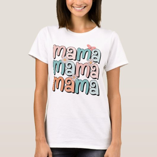 mama mama mam geeft madeliefje madeliefje vlinder t-shirt (Voorkant)