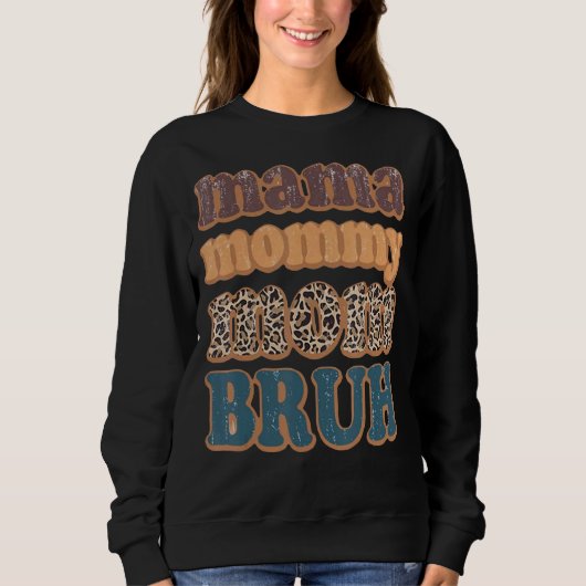 Mama Mama Moeder Bruh Leopard Print Moeder's Trui (Voorkant)