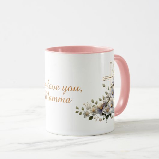 Mama, Mama, Nana, Oma Elegante Bloemen Frosted Mok (Voorkant rechts)