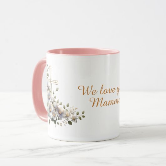 Mama, Mama, Nana, Oma Elegante Bloemen Frosted Mok (Voorkant links)