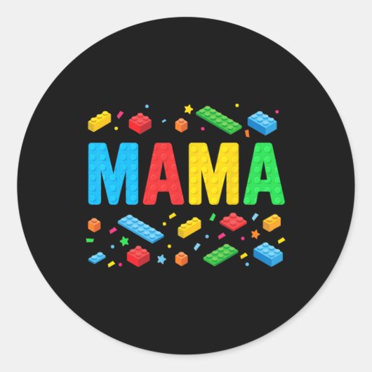 Mama Master Builder Bouwstenen blokken Grappig M Ronde Sticker (Voorkant)