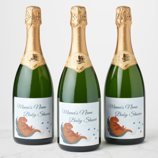 Mama & Me Otter Baby shower Champagne Sparkling Wijnetiket (Flessen)