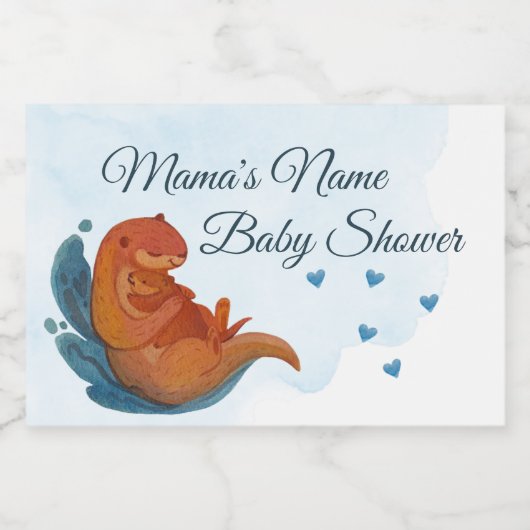 Mama & Me Otter Baby shower Mini Champagne Sparkling Wijnetiket (Enkel label)