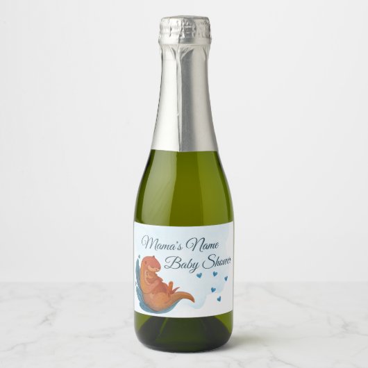 Mama & Me Otter Baby shower Mini Champagne Sparkling Wijnetiket (Voorkant)