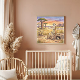 Mama Meerkat en Pups-kinderkamer Poster