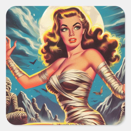  mama meisje vierkante sticker (Voorkant)